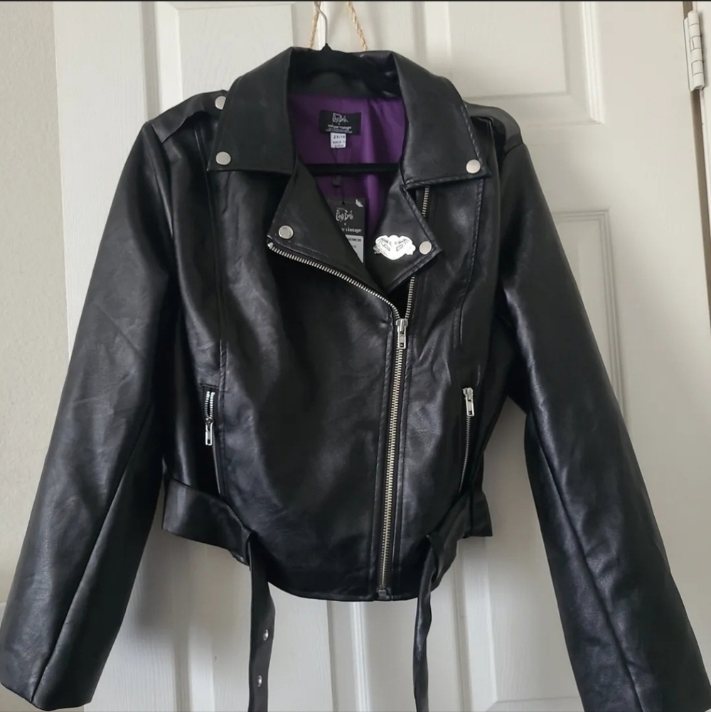 Corpse Bride X Unique Vintage Black Vegan Leather Jacket, Size 2X. NWT - Picture 6 of 9